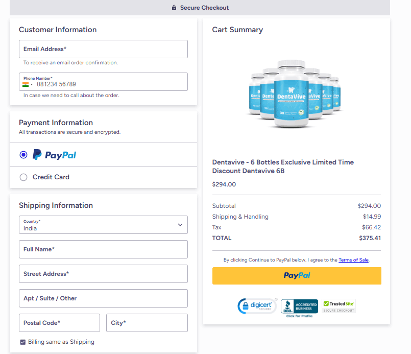 Dentavive secure-checkout
